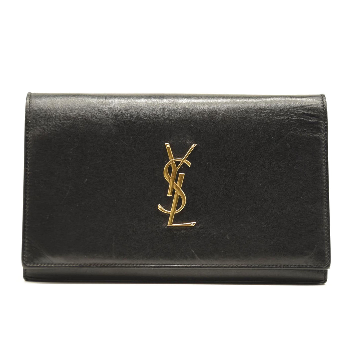 SAINT LAURENT Smooth YSL WOC Monogram Chain Wallet Black Crossbody