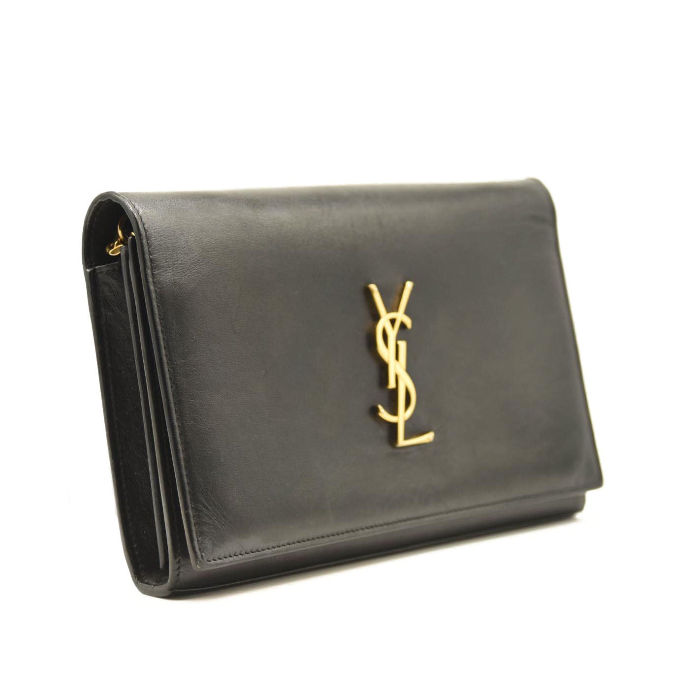 SAINT LAURENT Smooth YSL WOC Monogram Chain Wallet Black Crossbody