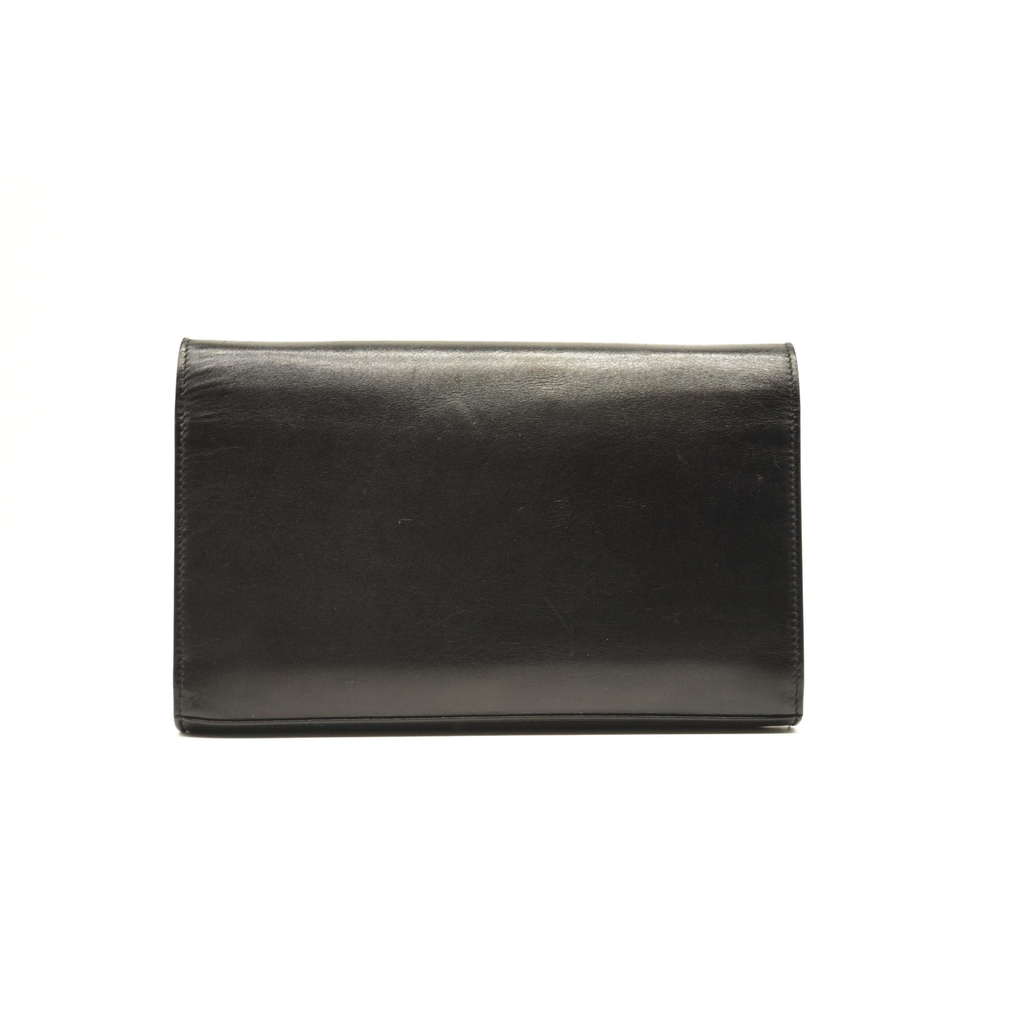 SAINT LAURENT Smooth YSL WOC Monogram Chain Wallet Black Crossbody