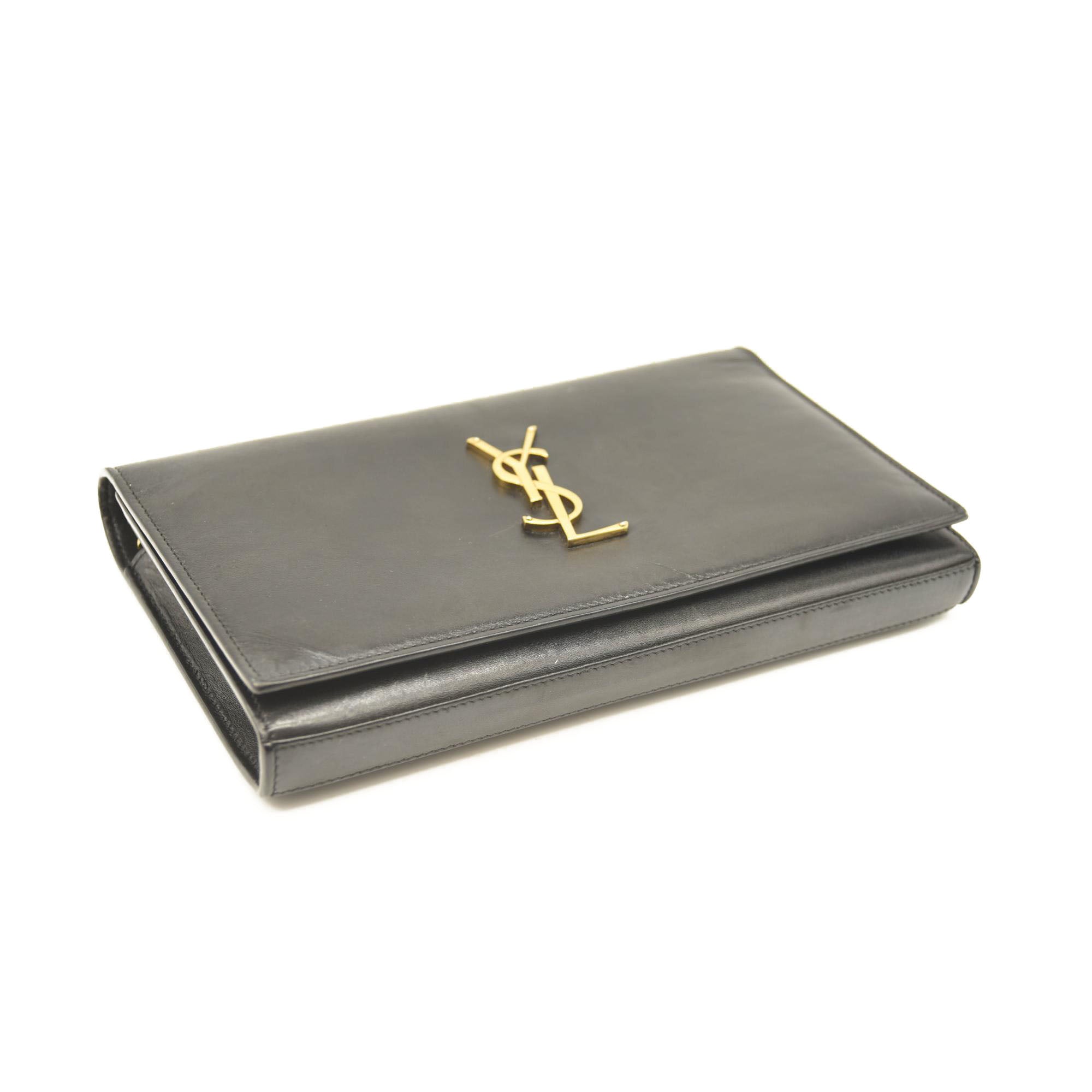 SAINT LAURENT Smooth YSL WOC Monogram Chain Wallet Black Crossbody