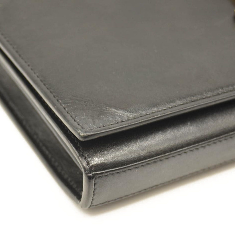 SAINT LAURENT Smooth YSL WOC Monogram Chain Wallet Black Crossbody