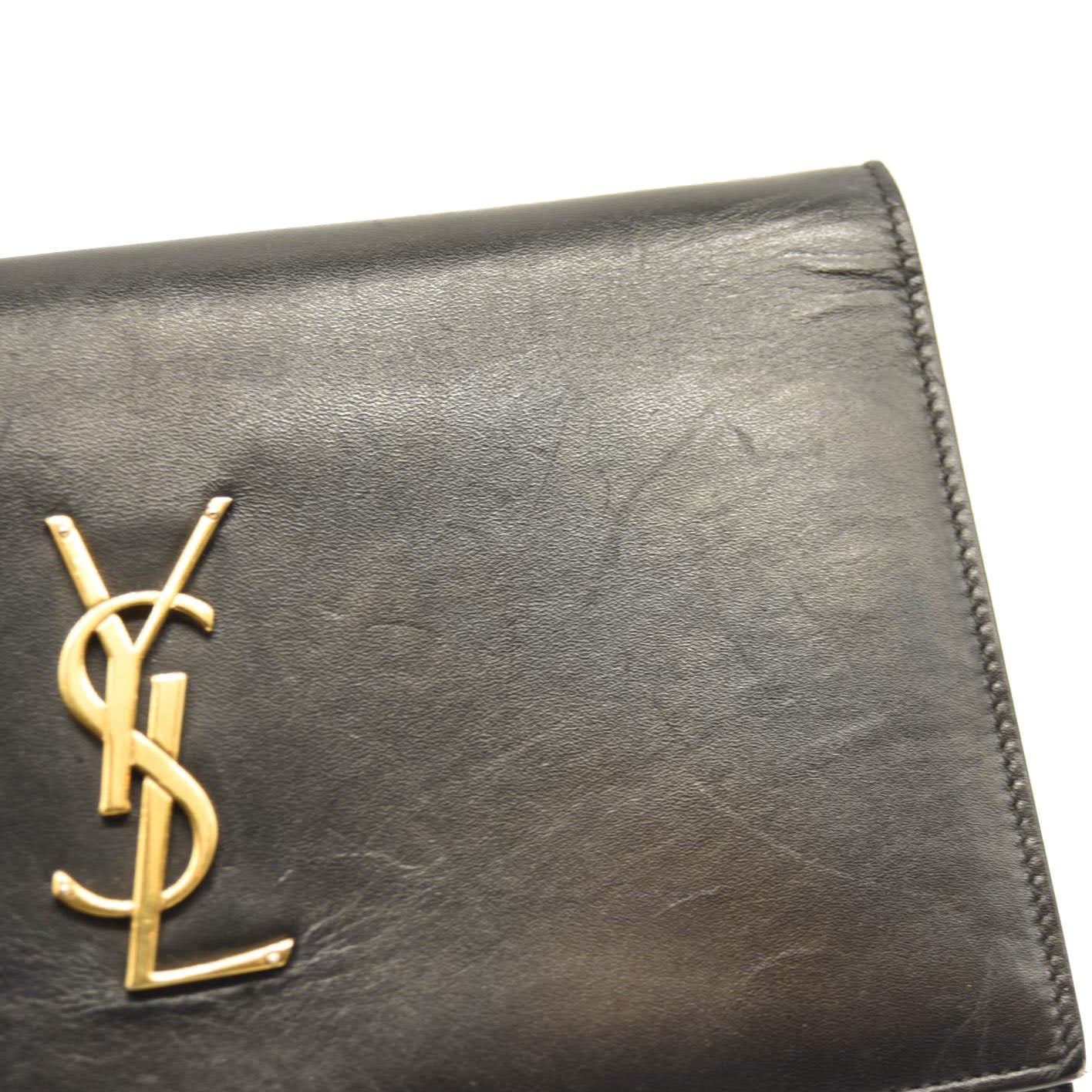 SAINT LAURENT Smooth YSL WOC Monogram Chain Wallet Black Crossbody