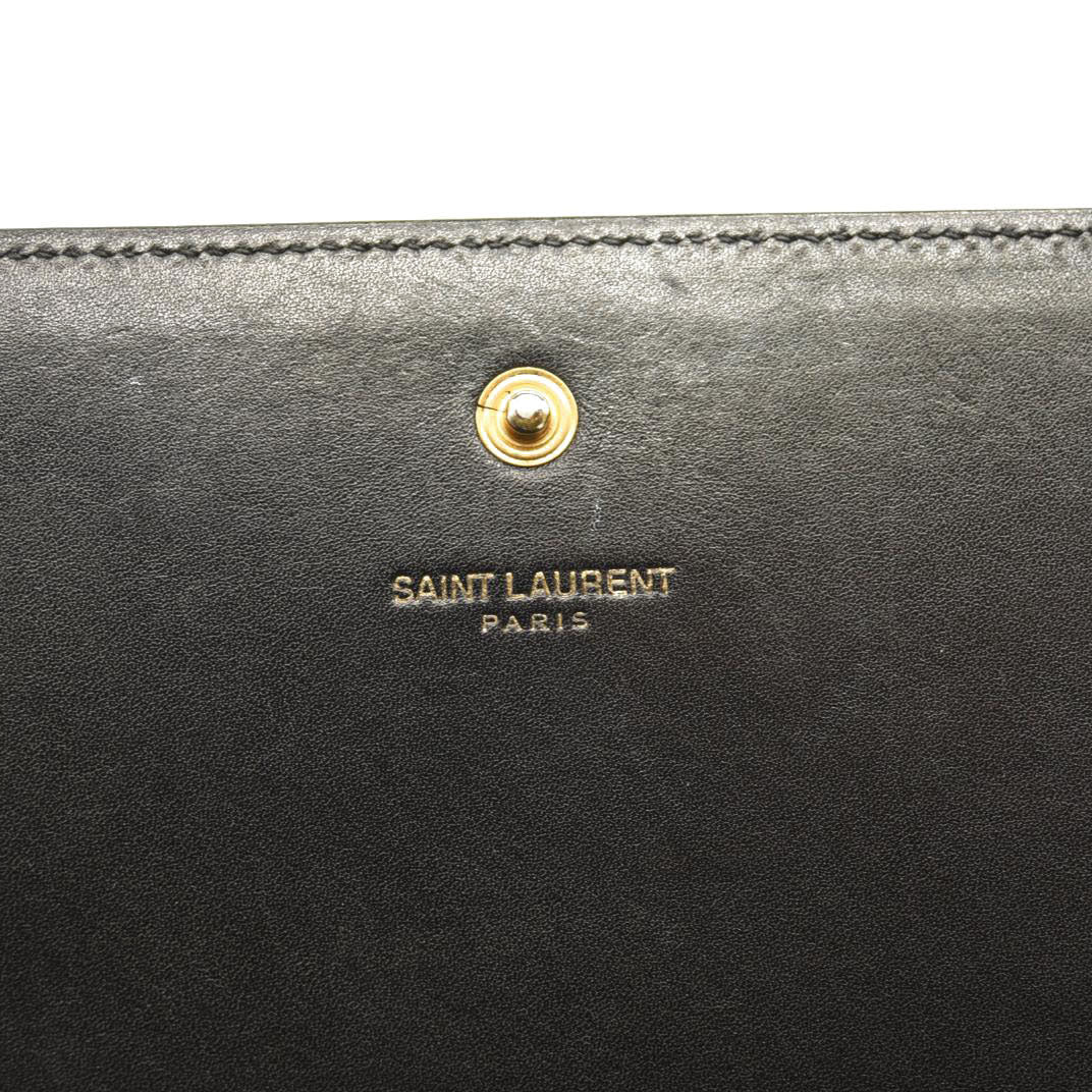 SAINT LAURENT Smooth YSL WOC Monogram Chain Wallet Black Crossbody