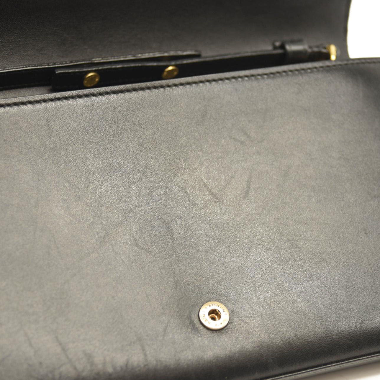 SAINT LAURENT Smooth YSL WOC Monogram Chain Wallet Black Crossbody