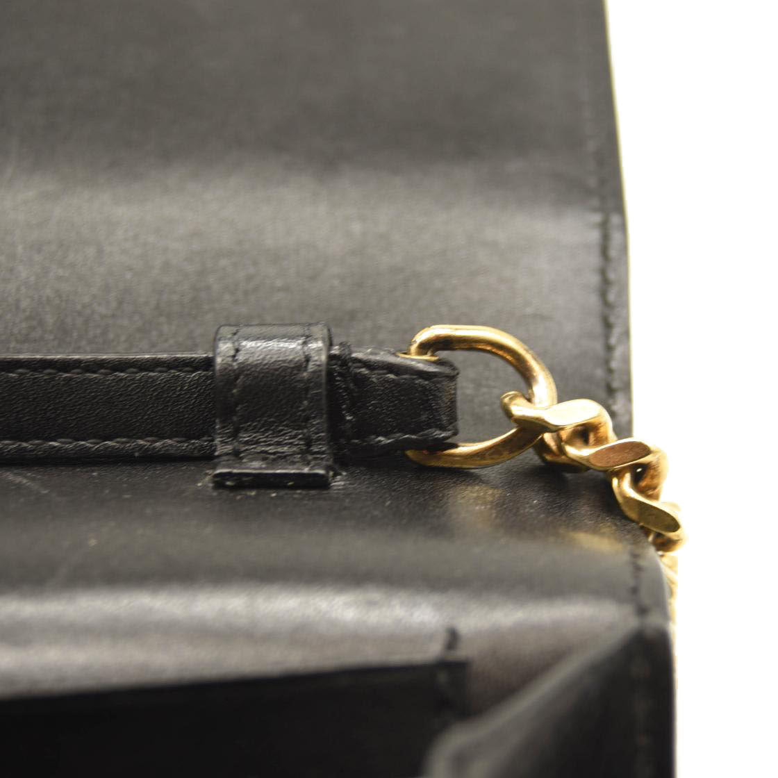 SAINT LAURENT Smooth YSL WOC Monogram Chain Wallet Black Crossbody