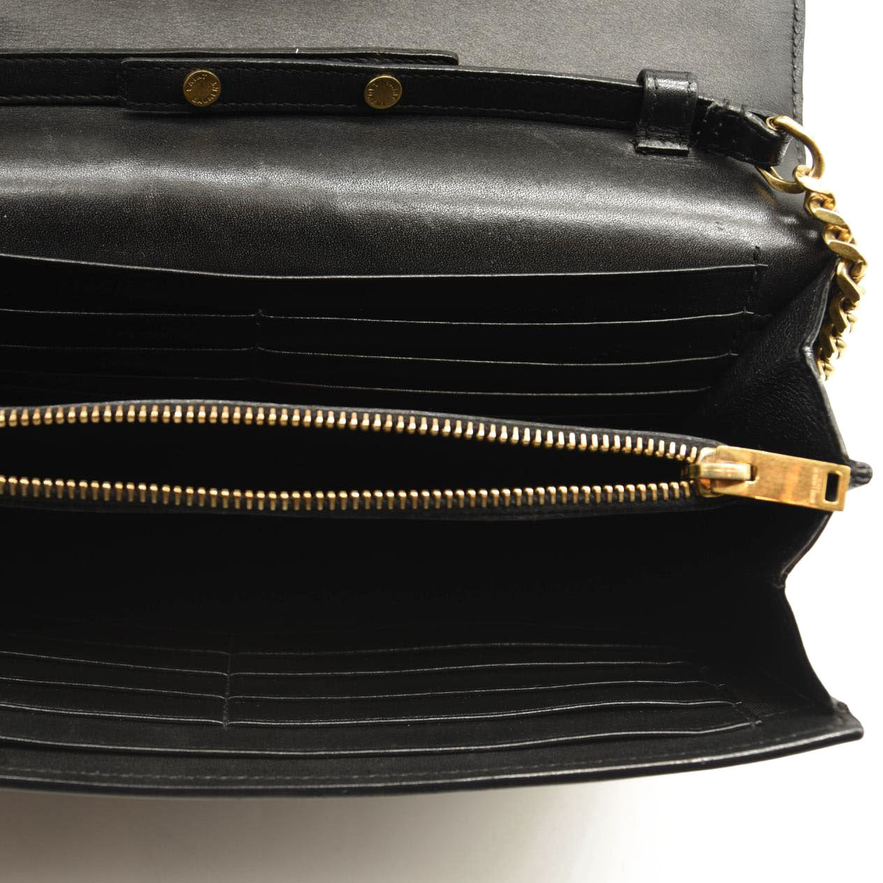 SAINT LAURENT Smooth YSL WOC Monogram Chain Wallet Black Crossbody