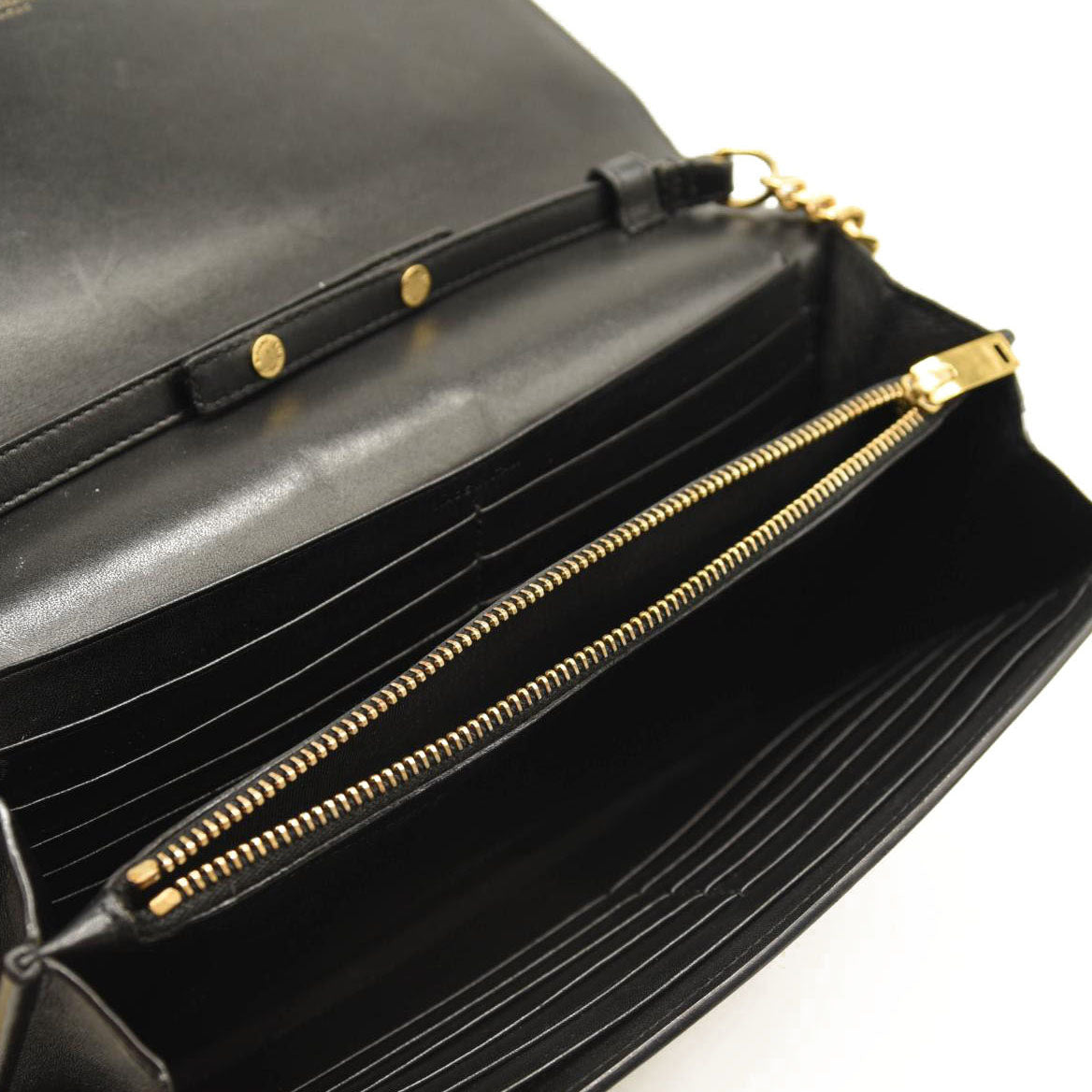 SAINT LAURENT Smooth YSL WOC Monogram Chain Wallet Black Crossbody