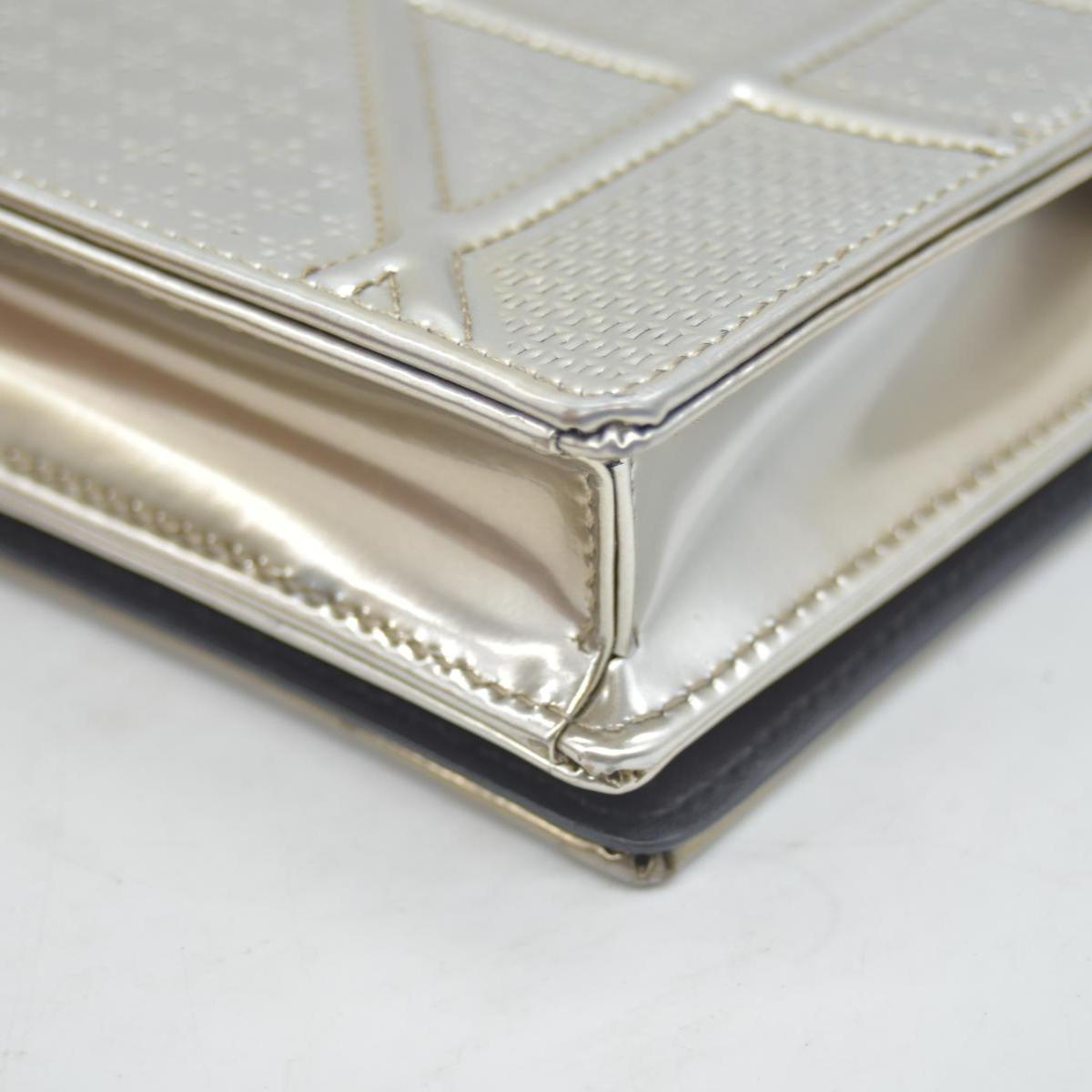 $2700 Christian Dior Cannage Diorama Metallic Silver