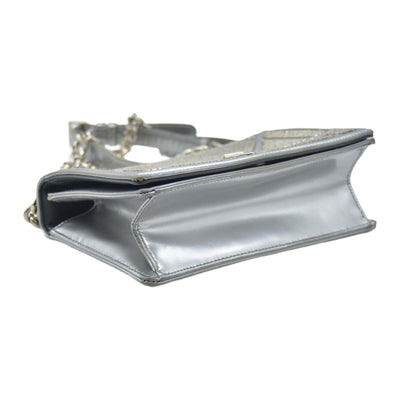 $3500 2016 CHRISTIAN DIOR Diorama Flap Bag Beaded Leather Small Silver 10020275