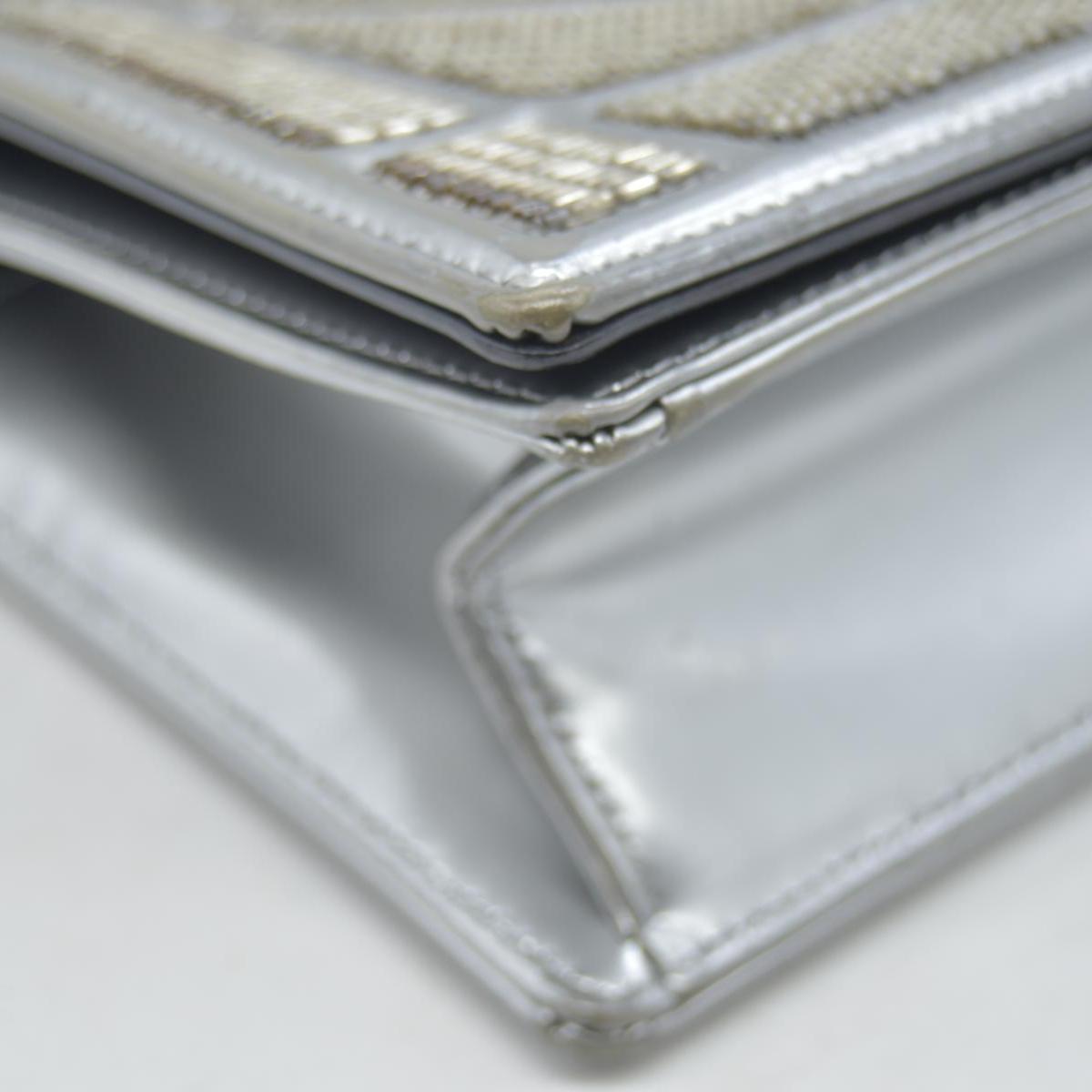 $3500 2016 CHRISTIAN DIOR Diorama Flap Bag Beaded Leather Small Silver 10020275