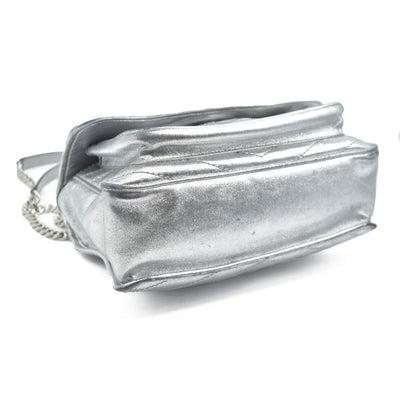 $2590 2019 Saint Laurent Leather Medium Metallic Niki Silver