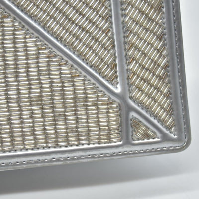 $3500 2016 CHRISTIAN DIOR Diorama Flap Bag Beaded Leather Small Silver 10020275