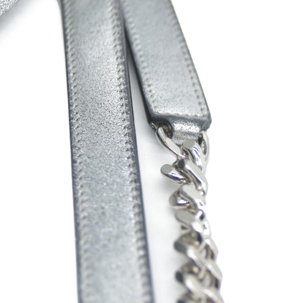 $2590 2019 Saint Laurent Leather Medium Metallic Niki Silver