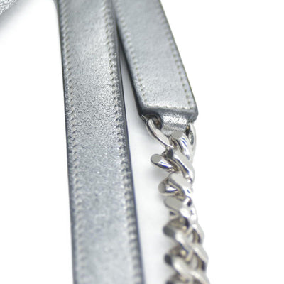 $2590 2019 Saint Laurent Leather Medium Metallic Niki Silver