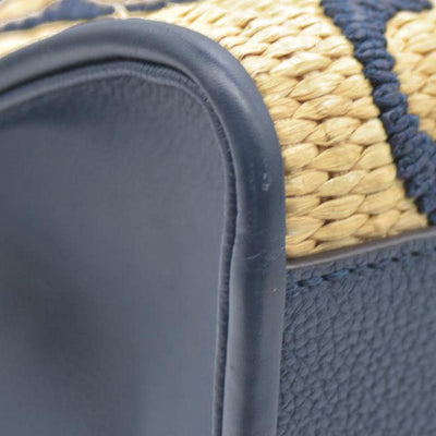 Louis Vuitton Raffia Calfskin Monogram Giant Onthego MM Blue
