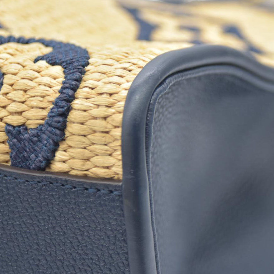 Louis Vuitton Raffia Calfskin Monogram Giant Onthego MM Blue