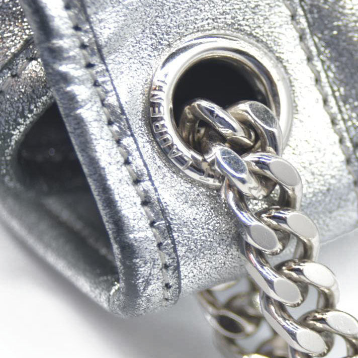 $2590 2019 Saint Laurent Leather Medium Metallic Niki Silver