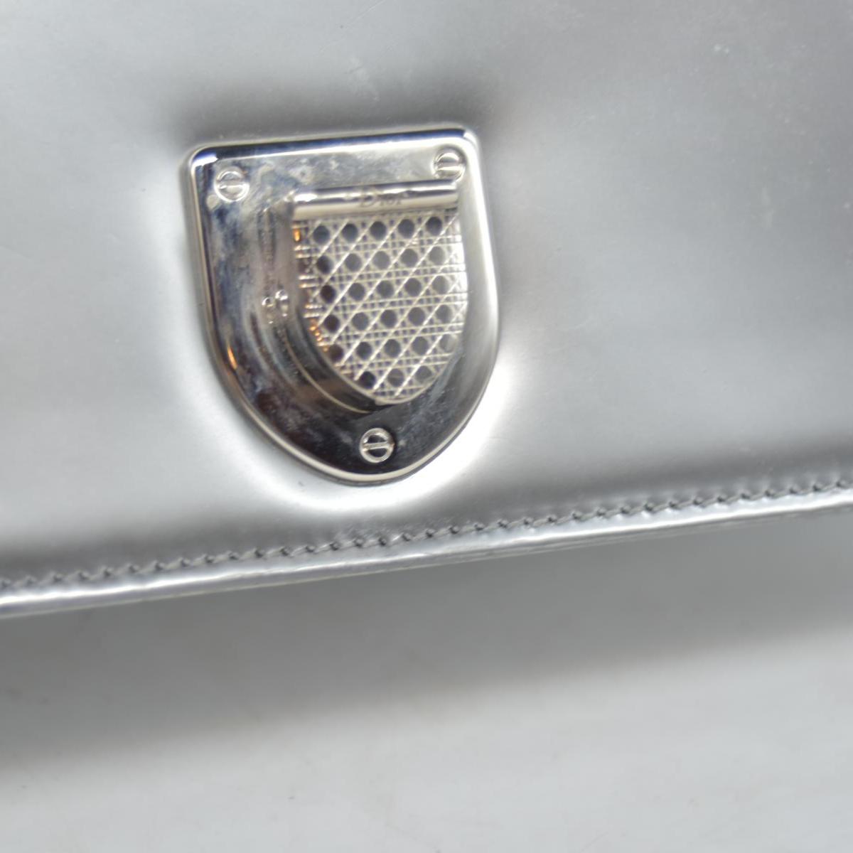 $3500 2016 CHRISTIAN DIOR Diorama Flap Bag Beaded Leather Small Silver 10020275