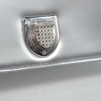 $3500 2016 CHRISTIAN DIOR Diorama Flap Bag Beaded Leather Small Silver 10020275