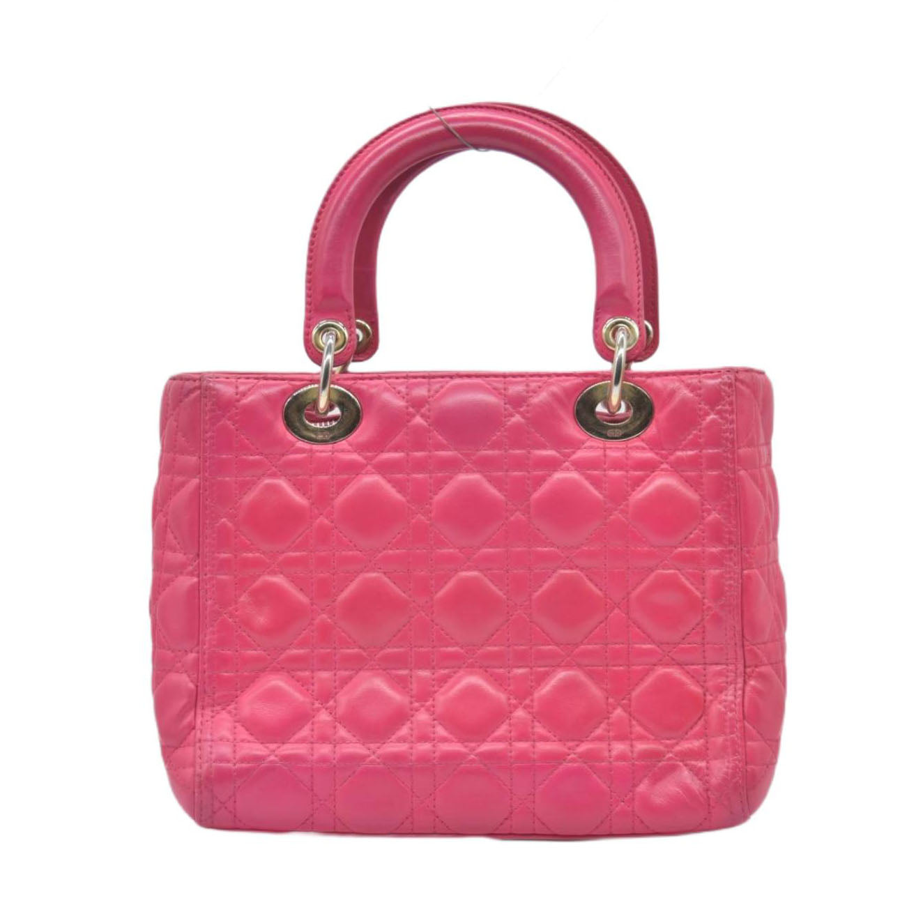 $6700 Christian Dior Lambskin Cannage Medium Lady Dior Fuchsia