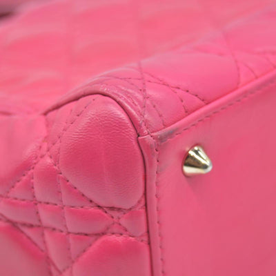 $6700 Christian Dior Lambskin Cannage Medium Lady Dior Fuchsia