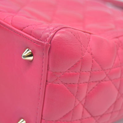 $6700 Christian Dior Lambskin Cannage Medium Lady Dior Fuchsia
