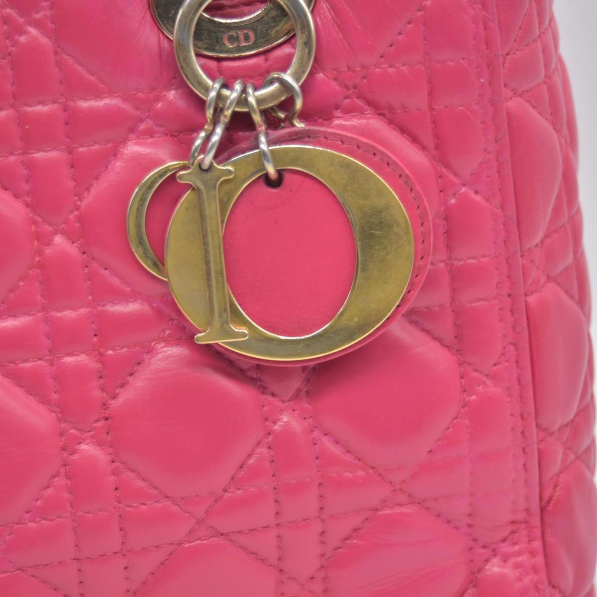 $6700 Christian Dior Lambskin Cannage Medium Lady Dior Fuchsia 10020295
