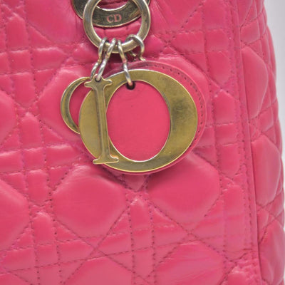 $6700 Christian Dior Lambskin Cannage Medium Lady Dior Fuchsia 10020295