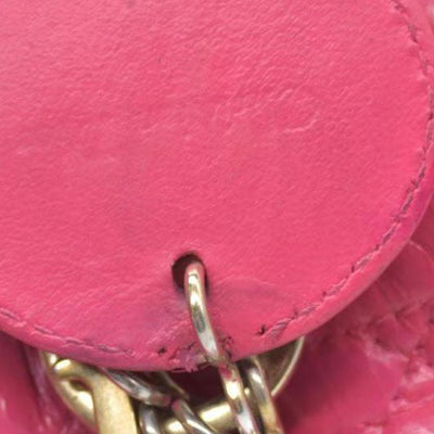 $6700 Christian Dior Lambskin Cannage Medium Lady Dior Fuchsia 10020295