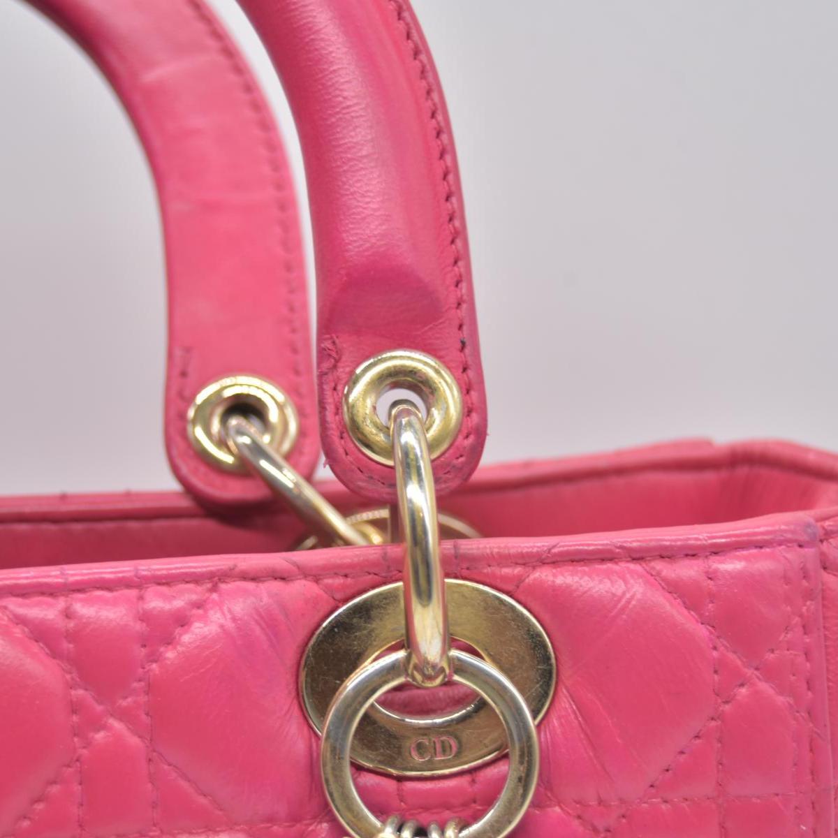 $6700 Christian Dior Lambskin Cannage Medium Lady Dior Fuchsia 10020295