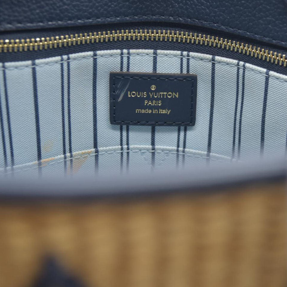 Louis Vuitton Raffia Calfskin Monogram Giant Onthego MM Blue