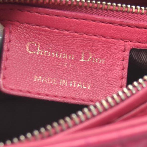 $6700 Christian Dior Lambskin Cannage Medium Lady Dior Fuchsia 10020295