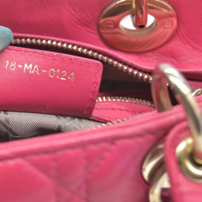 $6700 Christian Dior Lambskin Cannage Medium Lady Dior Fuchsia 10020295
