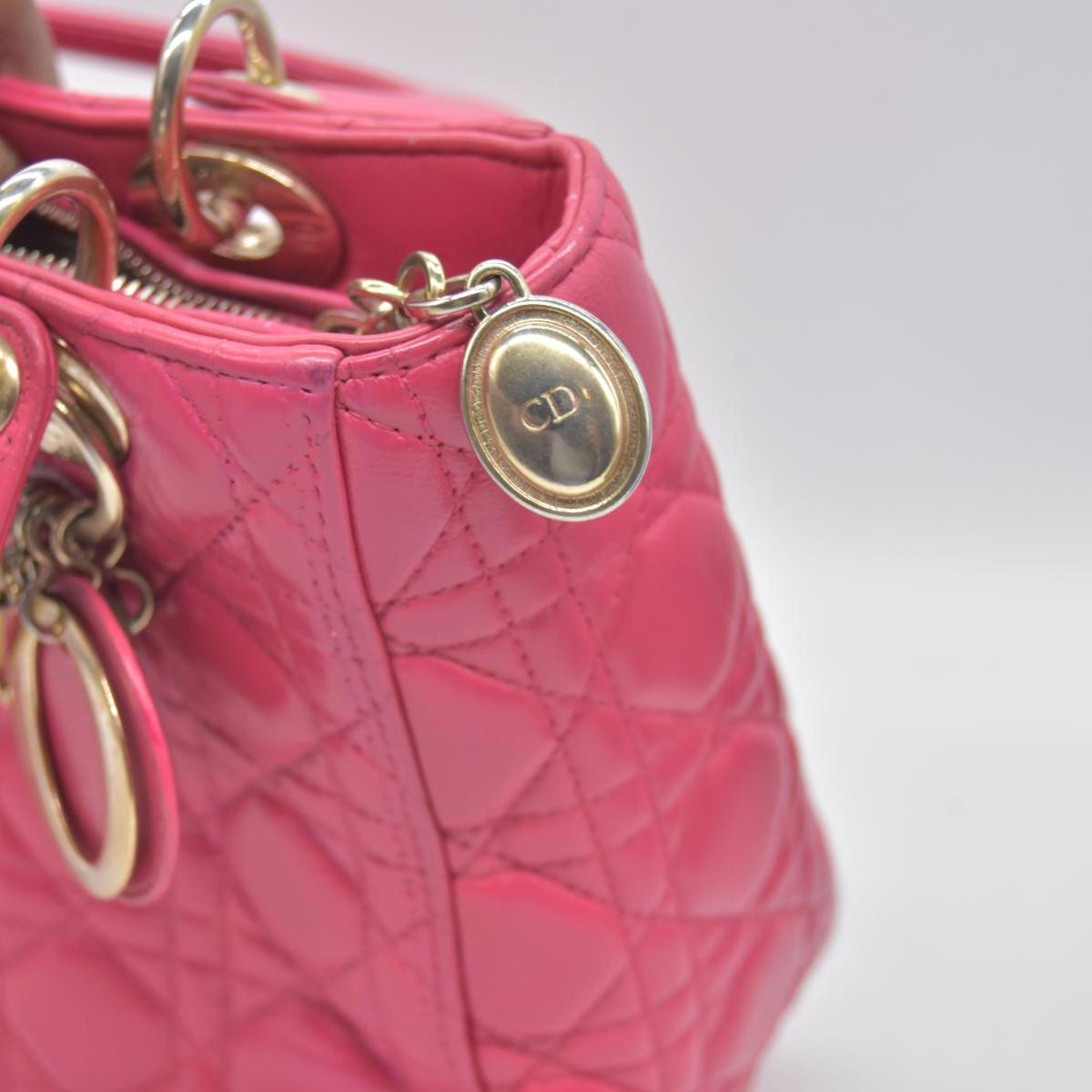 $6700 Christian Dior Lambskin Cannage Medium Lady Dior Fuchsia 10020295