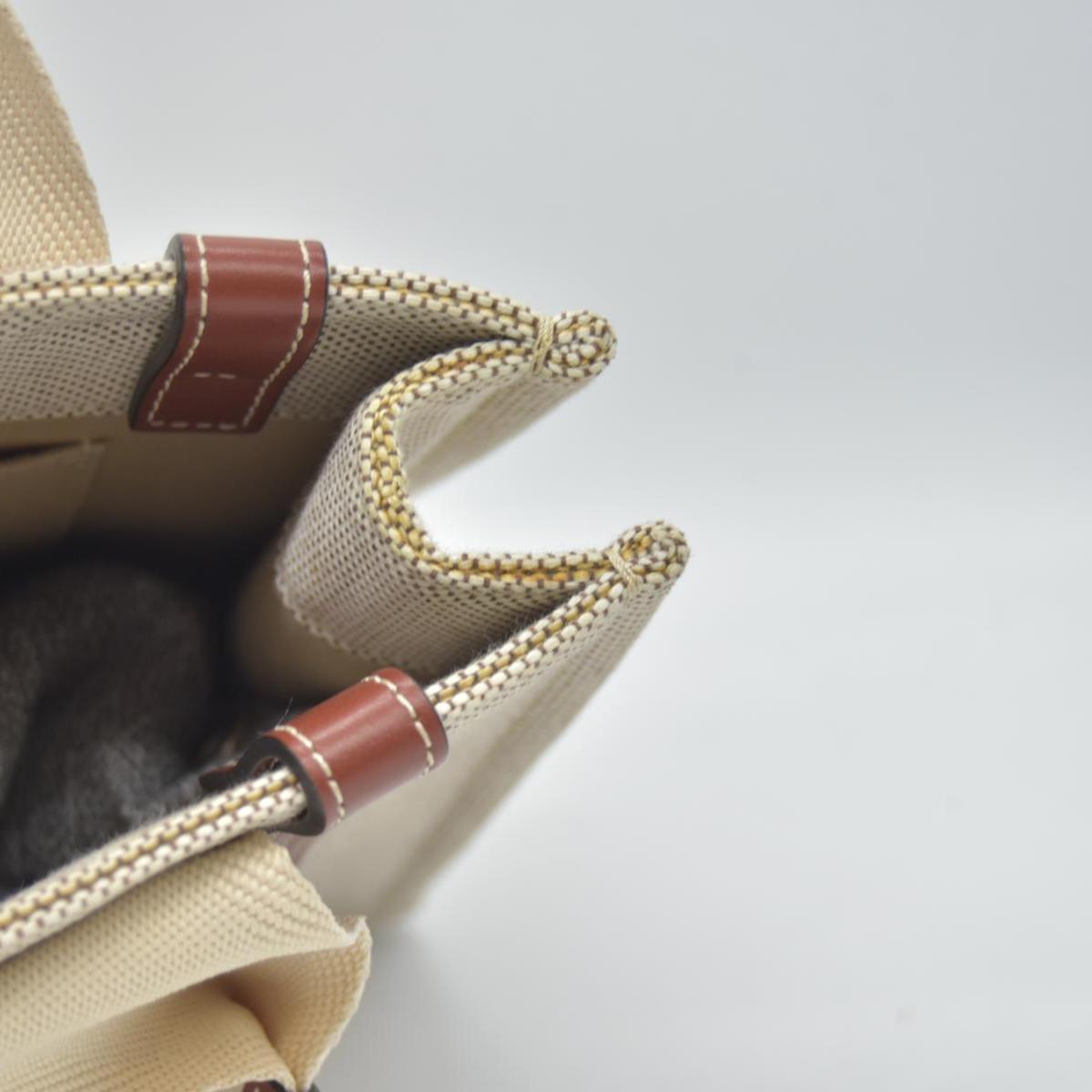 $1350 Chloe Linen Calfskin Small Woody Ribbon Tote White Black