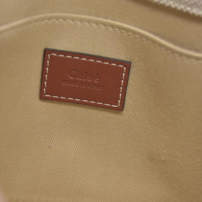 $1350 Chloe Linen Calfskin Small Woody Ribbon Tote White Black