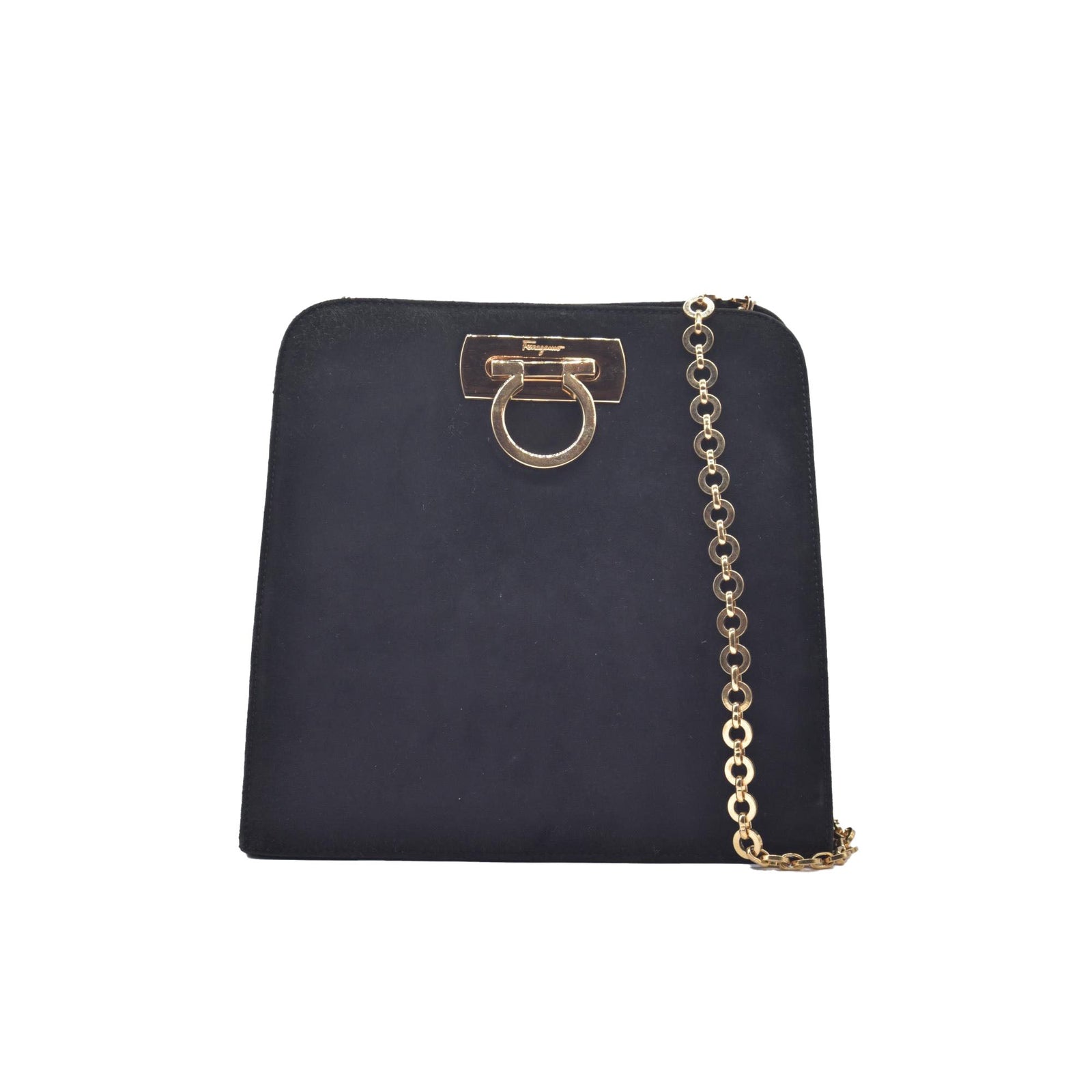 $1660 Salvatore Ferragamo Velvet Gancini Shoulder Bag CONSIGNMENT