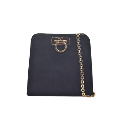 $1660 Salvatore Ferragamo Velvet Gancini Shoulder Bag CONSIGNMENT