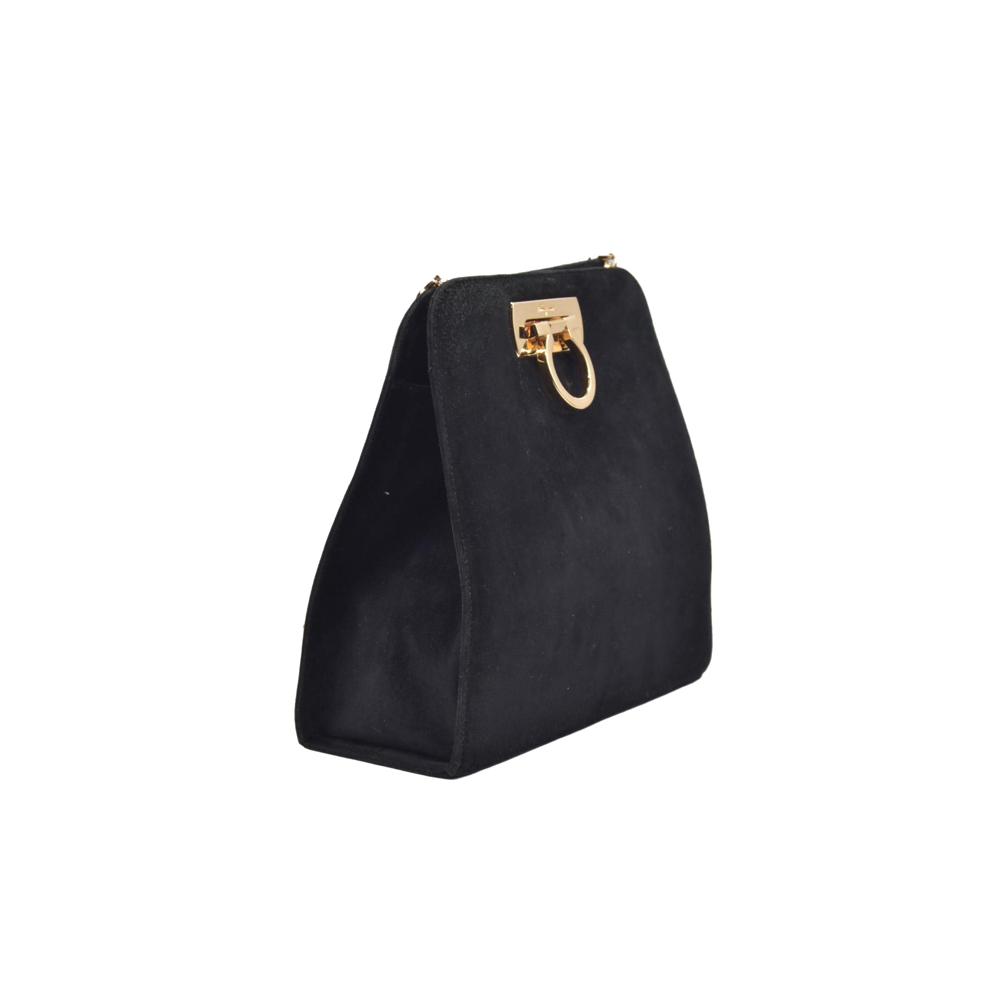 $1660 Salvatore Ferragamo Velvet Gancini Shoulder Bag CONSIGNMENT