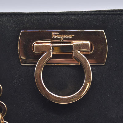 $1660 Salvatore Ferragamo Velvet Gancini Shoulder Bag CONSIGNMENT