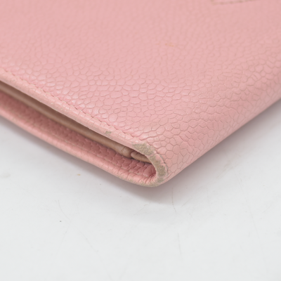 $625 Chanel Caviar Timeless CC French Wallet Pink