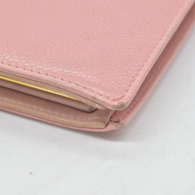 $625 Chanel Caviar Timeless CC French Wallet Pink