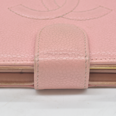 $625 Chanel Caviar Timeless CC French Wallet Pink