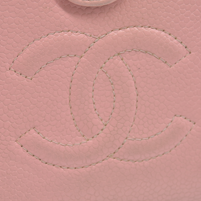$625 Chanel Caviar Timeless CC French Wallet Pink
