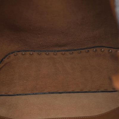 $2275 Valentino Pebbled Calfskin Small Rockstud Flip-Lock Messenger Bag Brown
