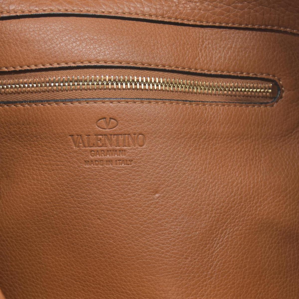 $2275 Valentino Pebbled Calfskin Small Rockstud Flip-Lock Messenger Bag Brown