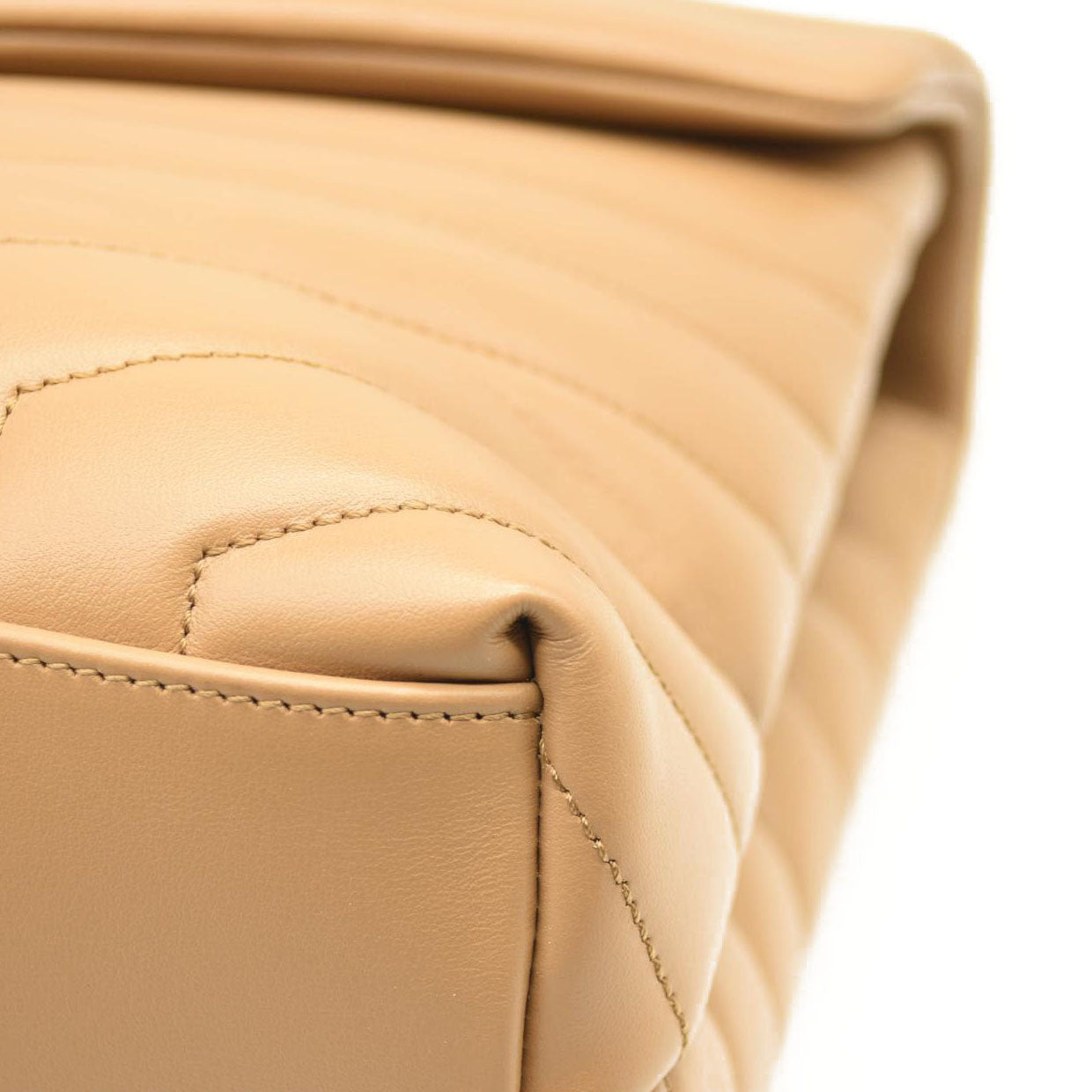 NEW SAINT LAURENT Calfskin Y Quilted Monogram Medium Loulou Chain Satchel Nude Powder