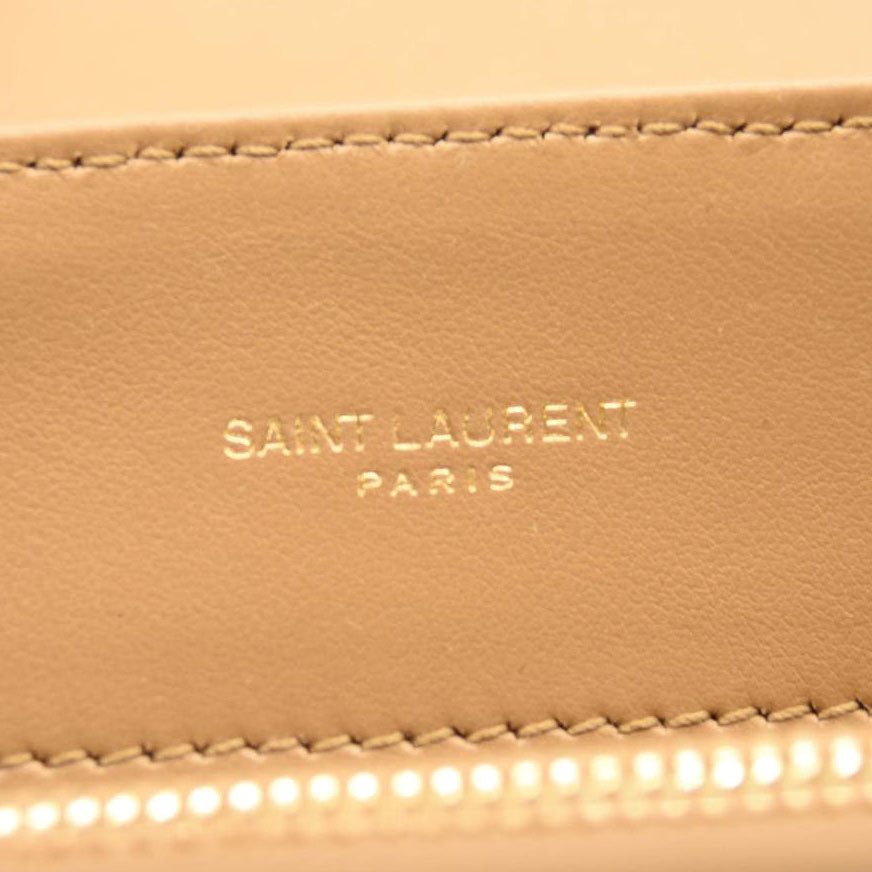 NEW SAINT LAURENT Calfskin Y Quilted Monogram Medium Loulou Chain Satchel Nude Powder