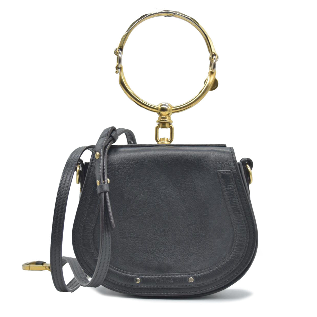 $1690 Chloe Calfskin Small Nile Bracelet Bag Black