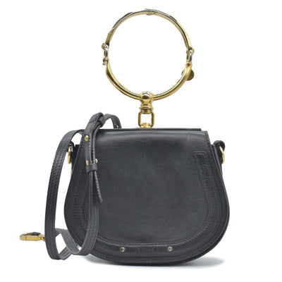 $1690 Chloe Calfskin Small Nile Bracelet Bag Black